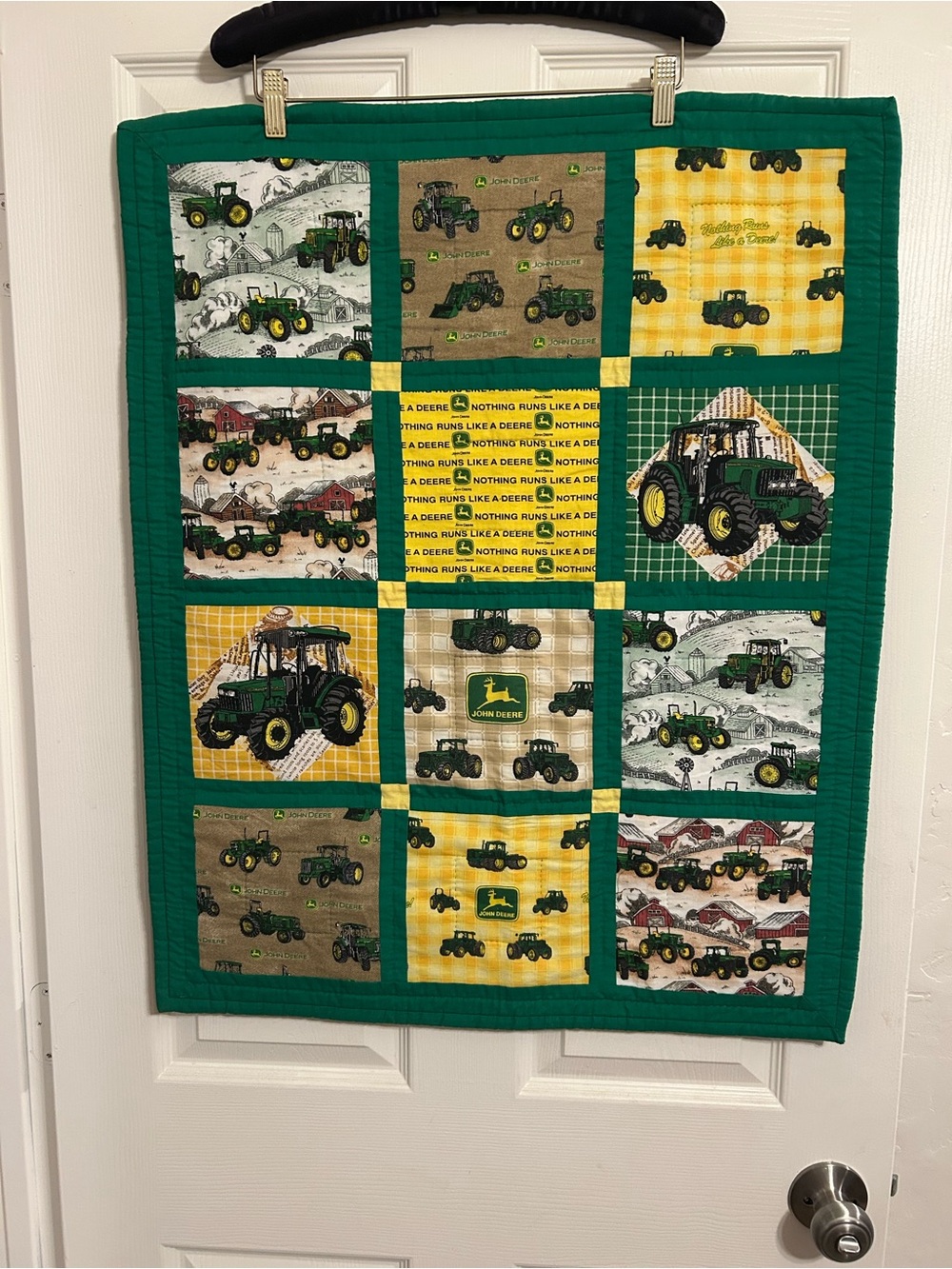 Handmade John Deere Blanket Reversible Green Small Throw Decor Dog Baby